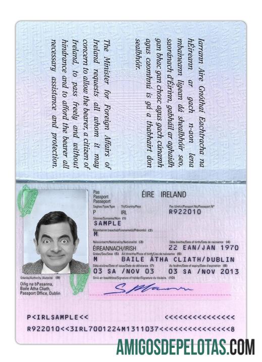 Passaporte da Irlanda Versão 2 amostra